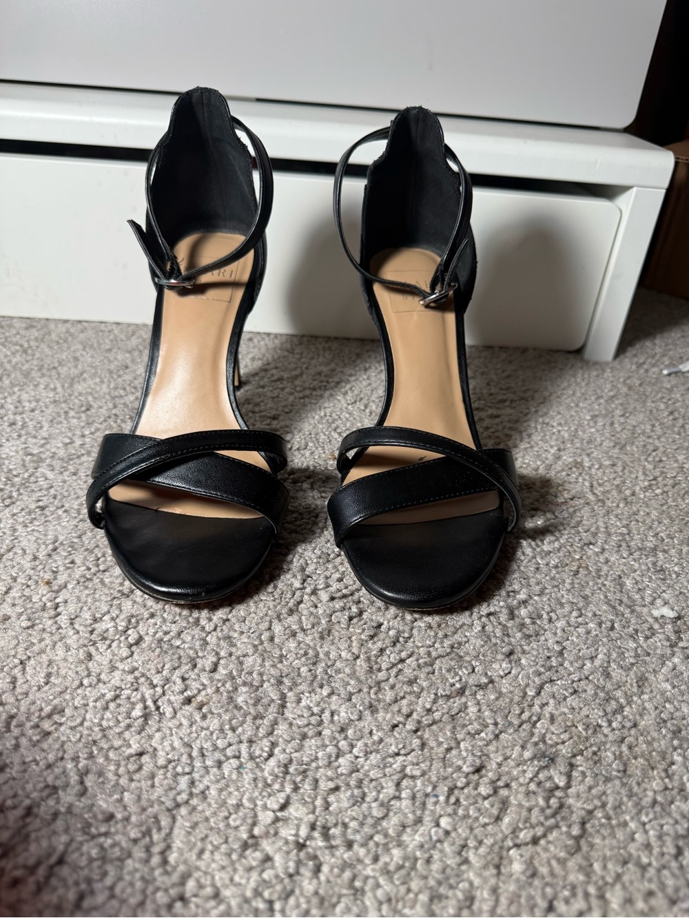 Kaari Blue Black Strappy Ankle-Heel Sandals